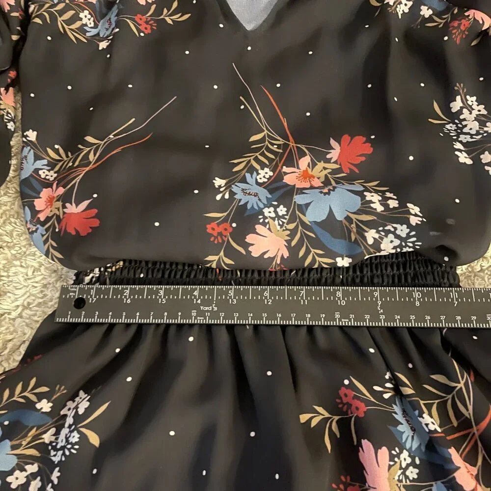 Parker Black Floral Chiffon Mini Dress XS NWOT - Picture 9 of 11